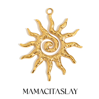 MamacitaSlay Vintage Spiral Sun Gold Plated charms for jewelry making handmade Waterproof Stainless steel charm Pendant
