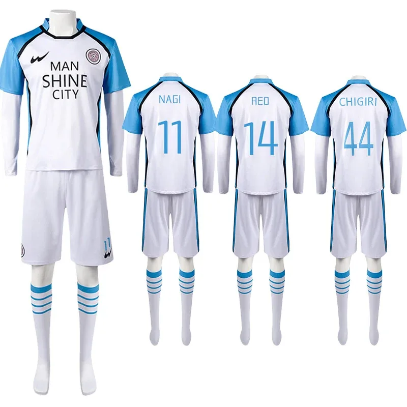 Аниме Blue Lock Наги Чигири Микаге Косплей Костюм Футболка Футбольный спортивный костюм Джерси Шорты Носки Футбольная форма Спортивная одежда