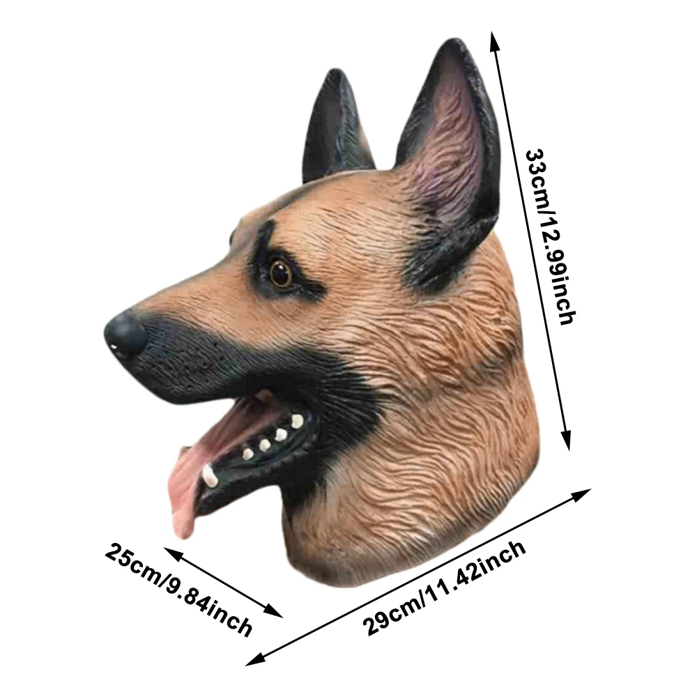 German Shepherd Mask Halloween Party Cosplay Animal Costume Sheepdog Dog Head Masks Funny Realistic Animal Full Head Latex Mask