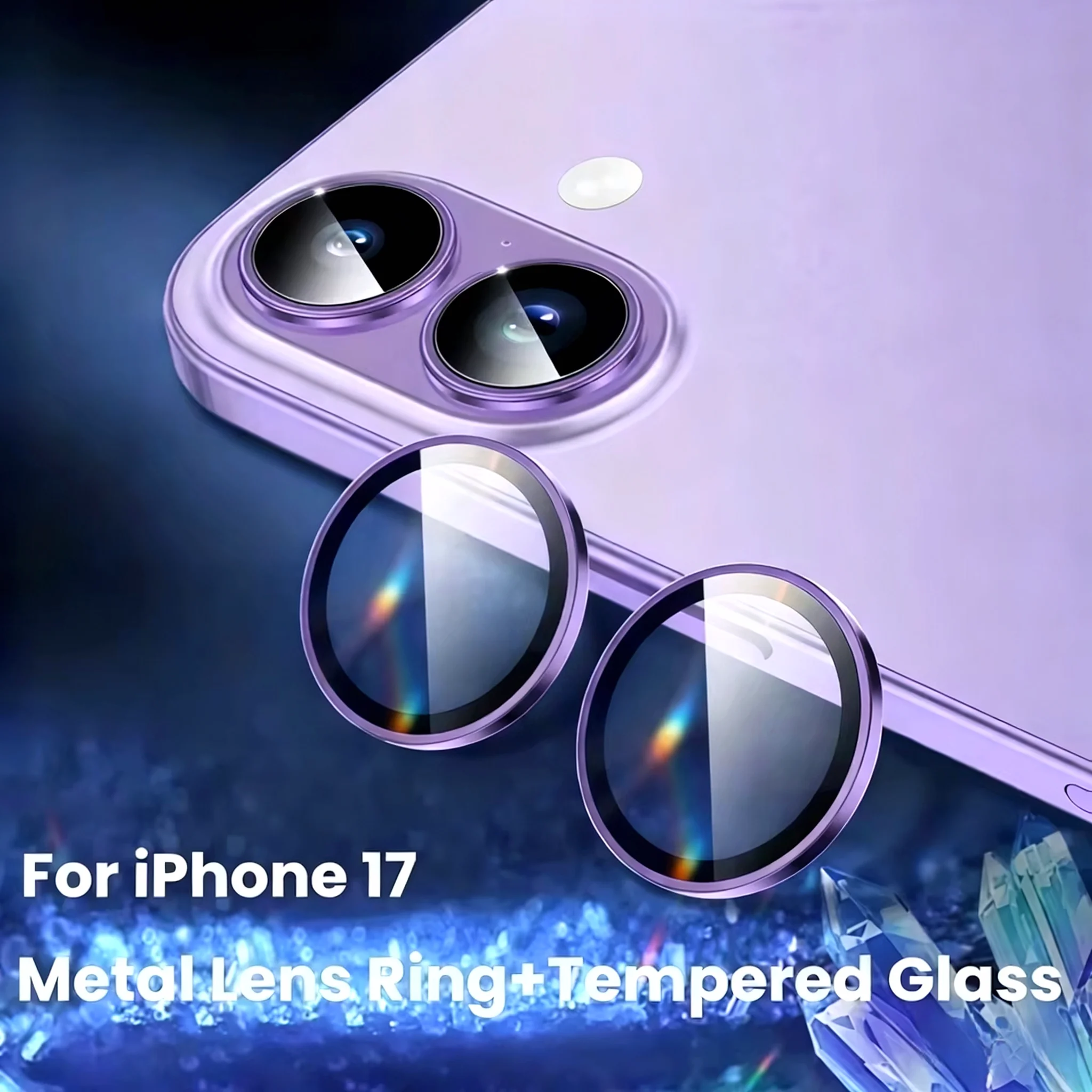 1-3Pcs For IPhone 17 Metal Camera Lens Tempered Glass Full Cover Back Aluminum Lens Ring Case Camera Protector For 17 Lens Cap