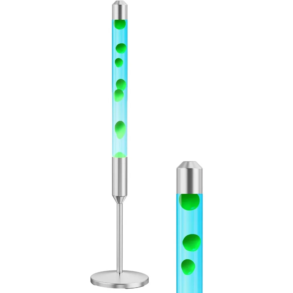 Lámpara de Lava de Movimiento Líquido de 47.5 Pulgadas, Luz de Relajación para Decoración del Hogar u Oficina, Agua Azul, Cera Verde, Envío en EE. UU.