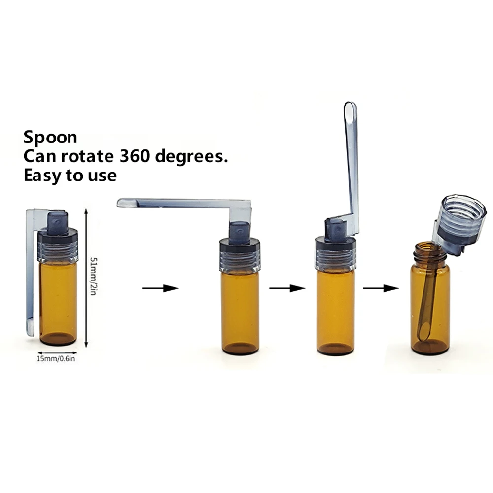 1/2/4/10 قطعة صندوق تخزين زجاجي غطاء بلاستيكي التوابل زجاجة السفر التدخين اكسسوارات حفلة رصاصة موزع مع ملعقة