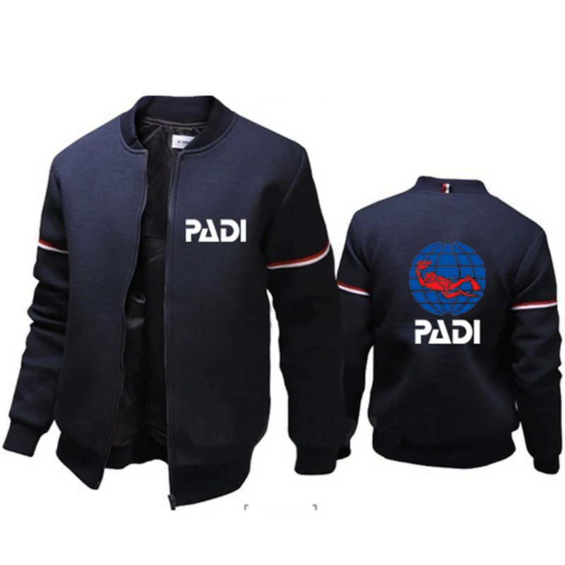 2024 Scuba Driver Padi New Spring and Autumn Men Fashion Jackets Outdoor Sportwears Solid Color Stand Collar Flight Jackets Tops