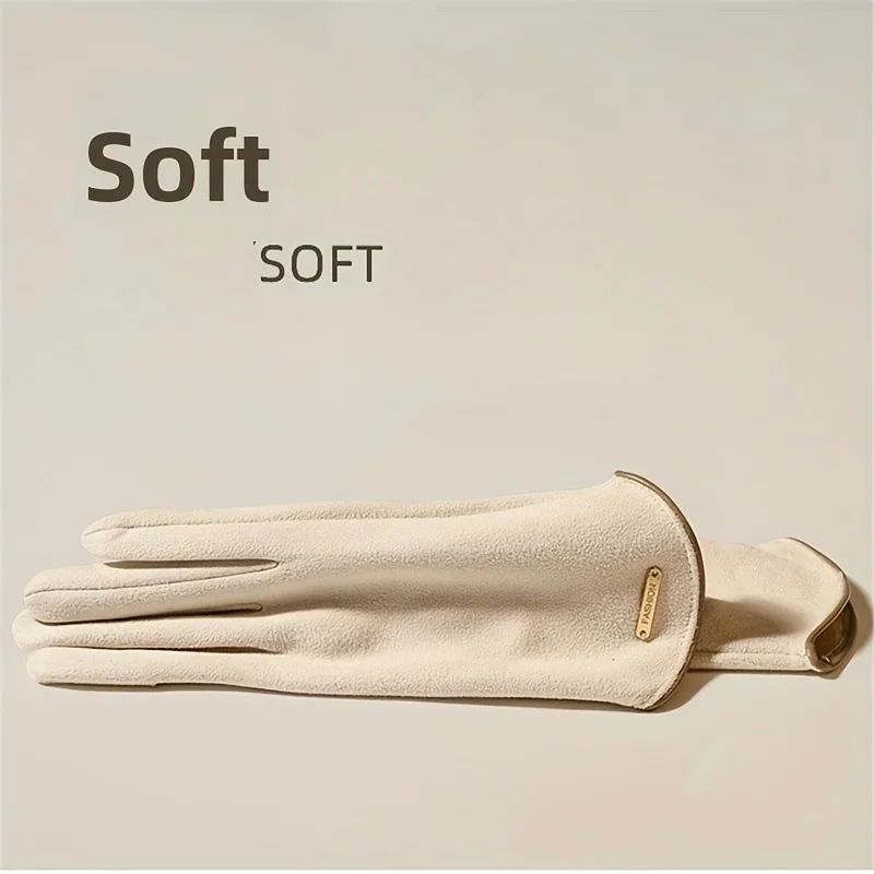قفازات شتوية للنساء - قفاز من الجلد السويدي بشاشة لمس مع هدايا مبطنة من الصوف الدافئ #6