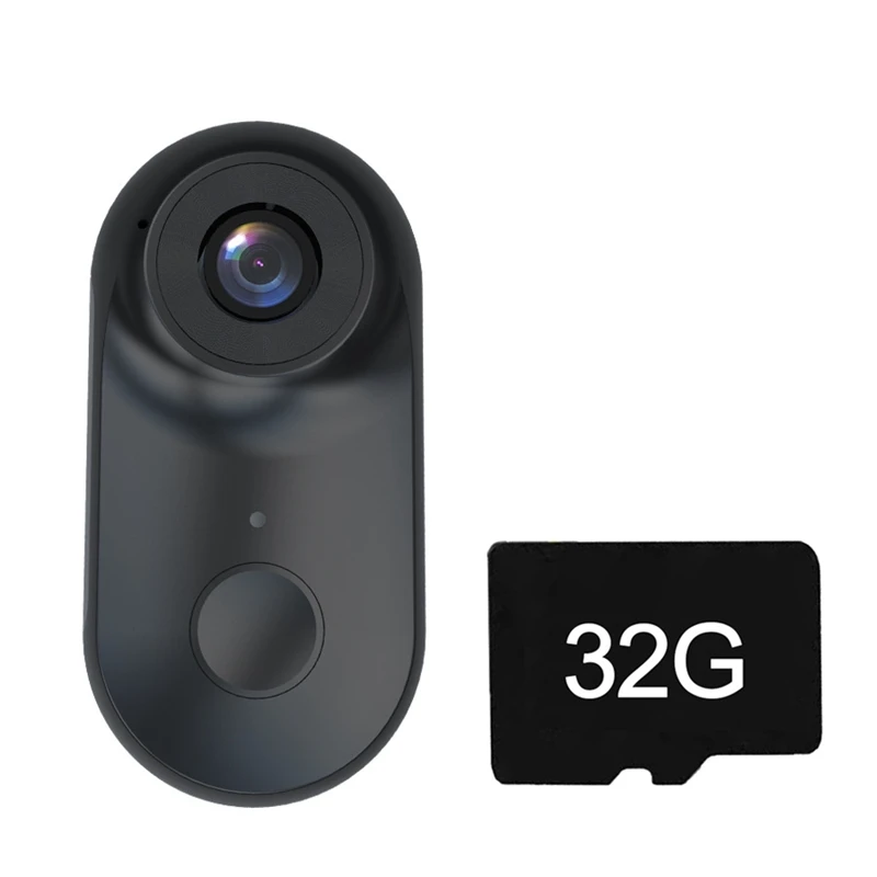 Cámara deportiva con pulgar WIFI de 2MP para conducción al aire libre, cámara grabadora para senderismo, cámara HD 1080P magnética con tarjeta de memoria de 32G, reutilizable, color negro