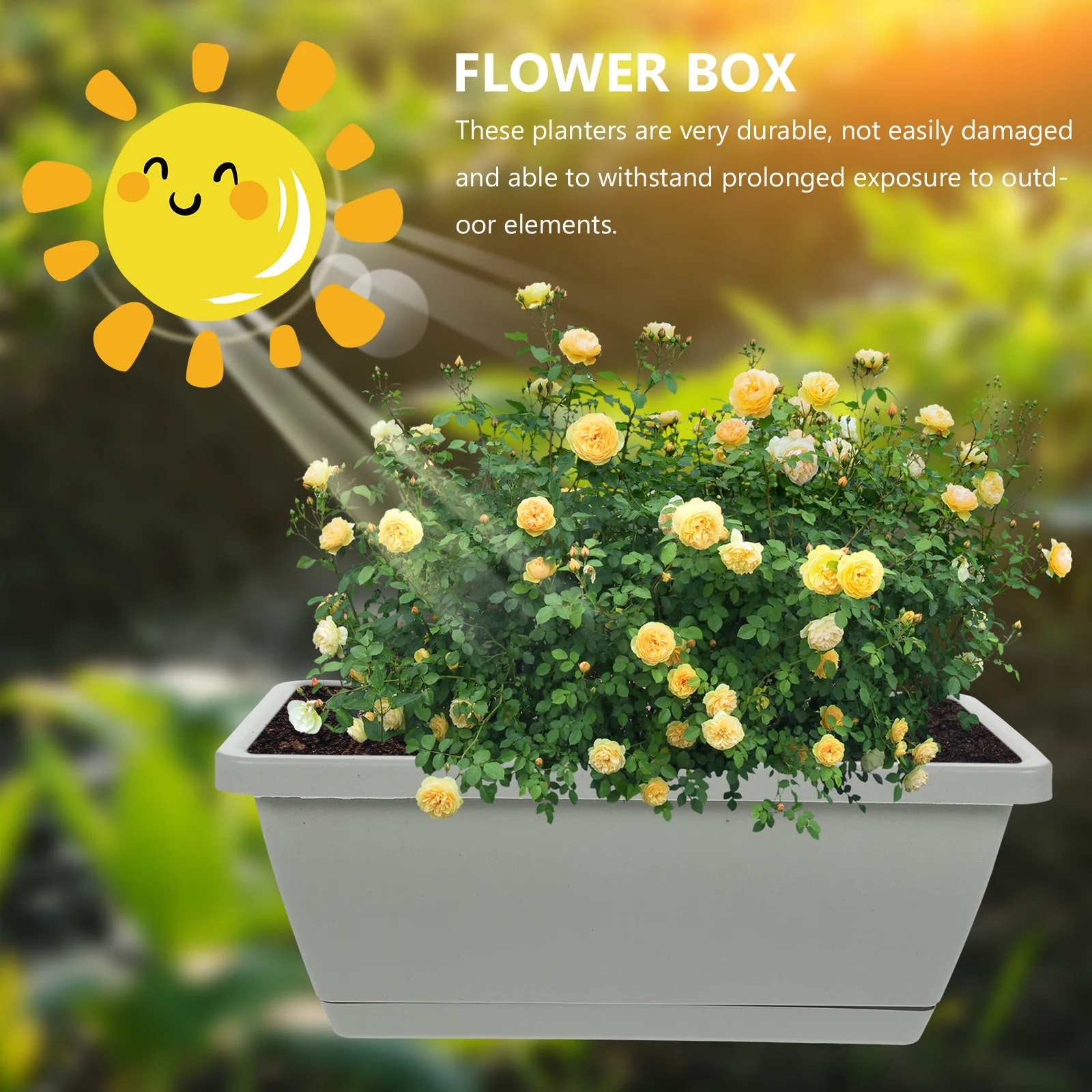 

4 шт. прямоугольная оконная коробка, кашпо, пластиковые цветочные горшки для домашнего садоводства с блюдцами, дренажные отверстия, прямоугольная кашпо