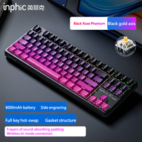 INPHIC K87 2.4G Wireless/Bluetooth/Wired Gaming Mechanical Keyboard OEM Shape Gasket Structure RGB Black Gold Axis
