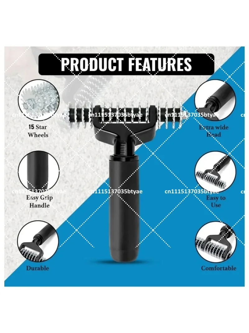 5 Inch Carpet Seam Roller Press Edge Tools Seaming Roller Spiked Star Grooming Carpet Pile Roller