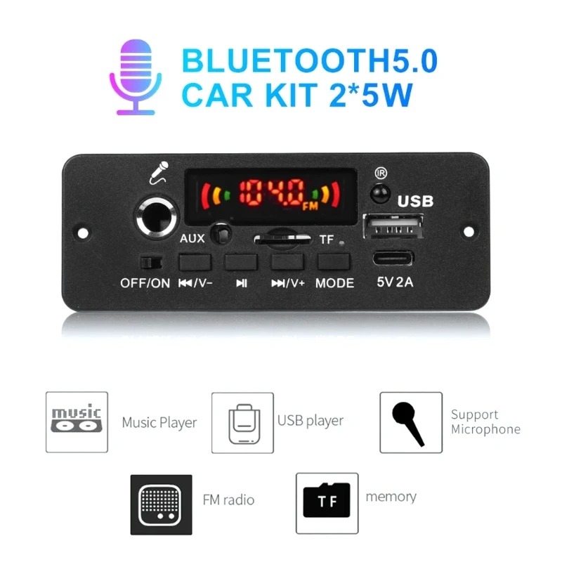 Car MP3 Player USB Recording Module Support USB Card AUX FM Radio for Speaker