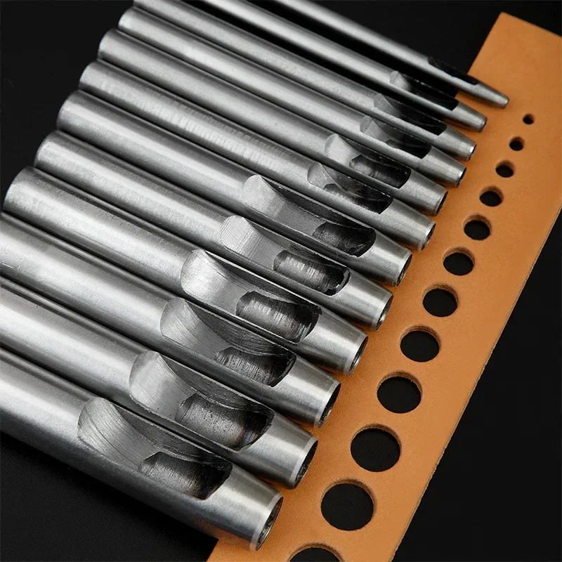 New Kit Hollow Punch Set Round Hole Punch Tool Steel Leather Craft Working for Watch Band,Fabric,Plastics,Gasket Belt