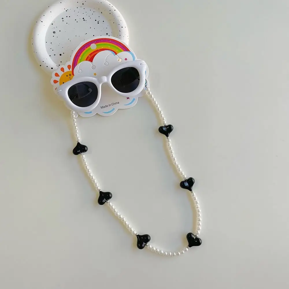 2Pcs/Set Spring Summer Kids Cat Eye Sunglasses Kawaii Fashion Sunscreen Eyeglasses with Eyeglass Chains Beach Sun Glasses