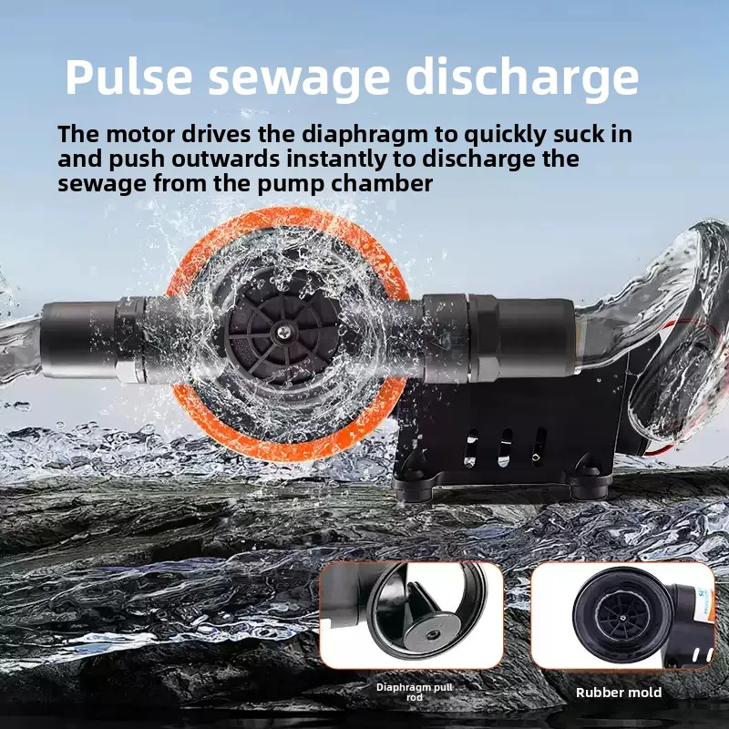 12V 24V DC Self-Priming Slurry Pump Marine Toilet Waste Water Transfer  Portable Sewage Discharge  For RV Boat Sanitary System