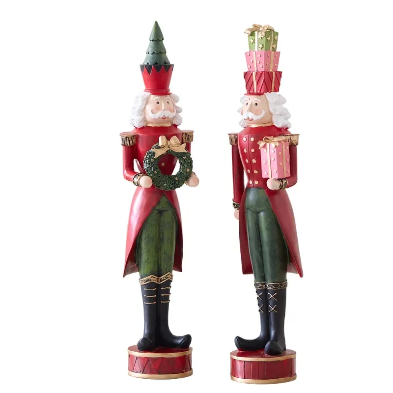 Christmas Tree Wreath Gift Box Fat Nutcracker Ornament for Christmas Soldier Doll Home Tabletop Holiday Decoration