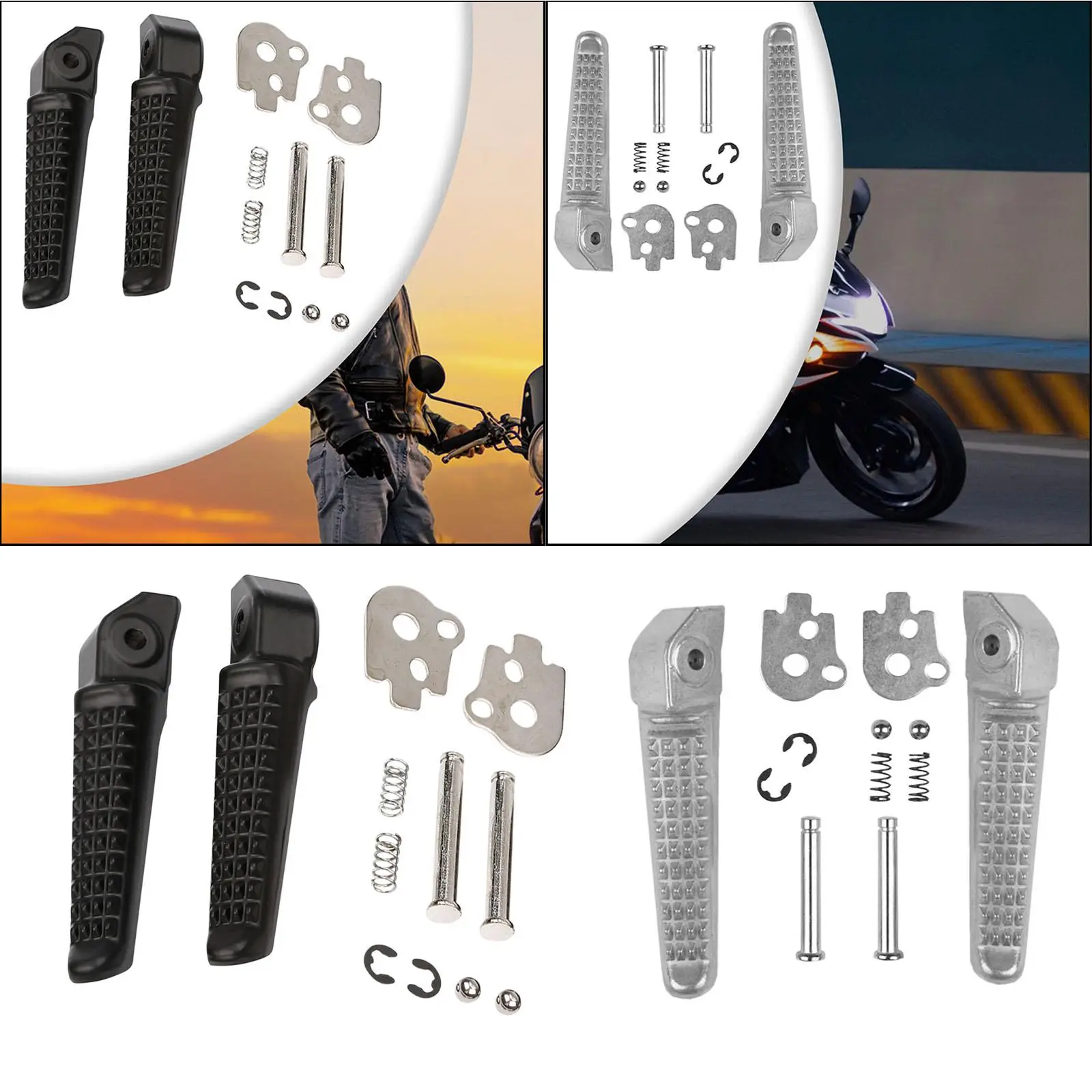 2Pcs Rear Set Footrests Outdoor Easy Installation Footpegs Motorcycle Rear Passenger Foot Pegs for Honda Vtr1000 1997-2005