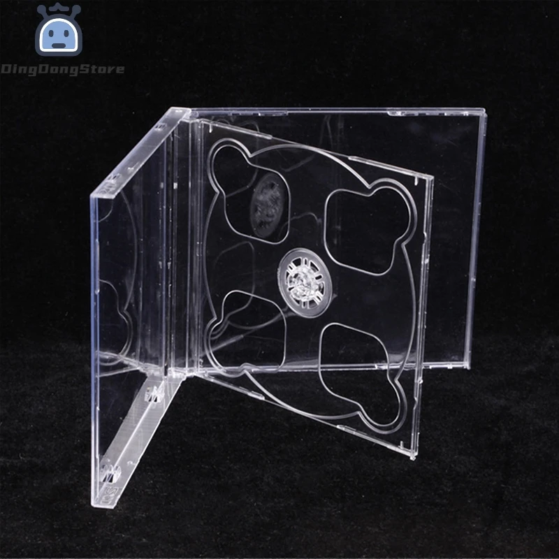 1Pc Square Transparent Bottom CD Box Empty CD Case PP Plastic Milky Transparent CD Case CD Case Capacity 2 Discs