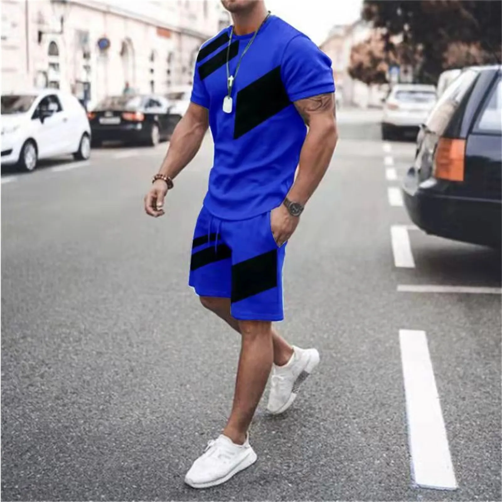 2-piece Set Men T-Shirt Shorts Pants Suit 2024 Summer Men Set Fashion Casual Short Tracksuit Set Clothes Mens Jogging Sets