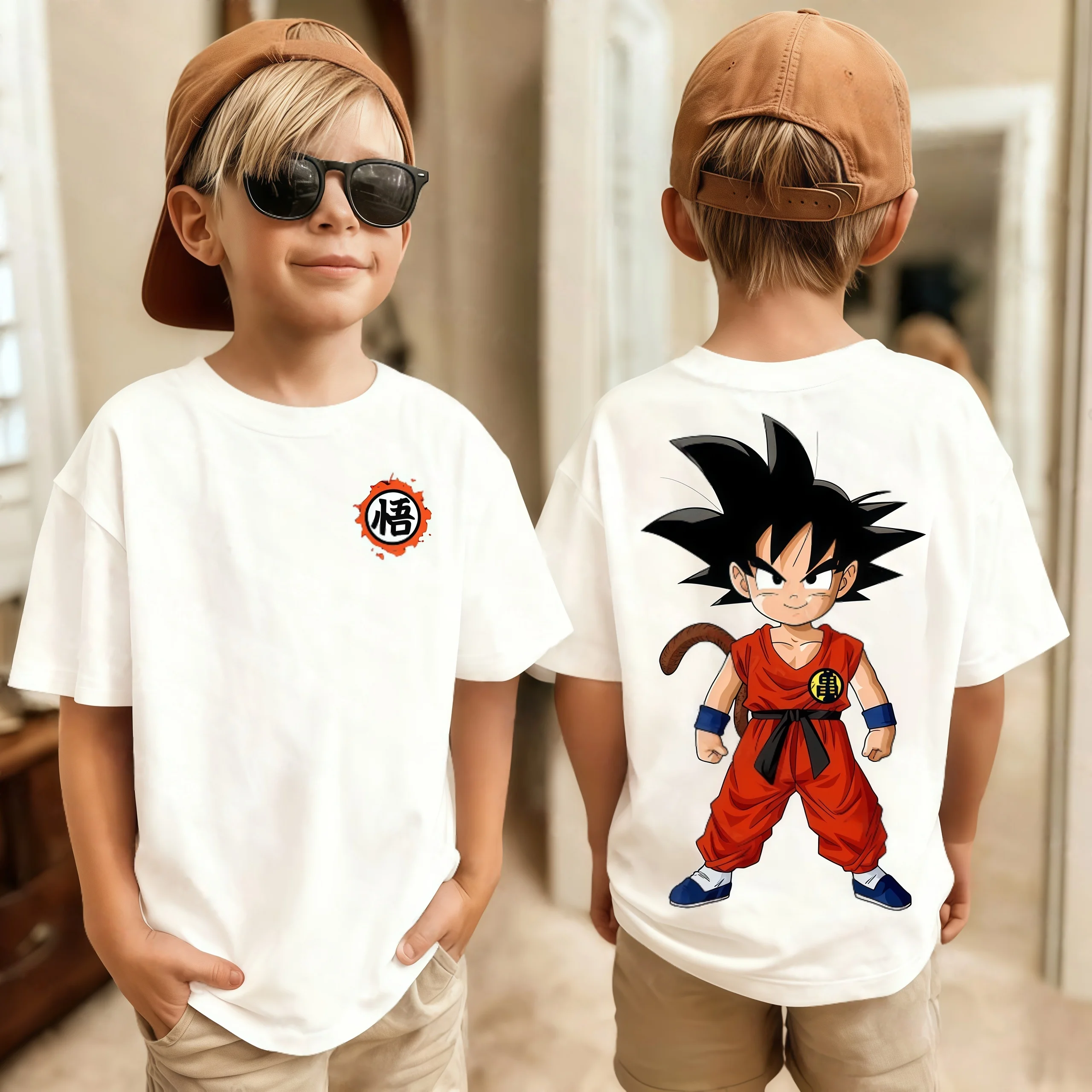Anime Dragon Ball Kids T-shirt Son Goku Cute Cartoon Print Summer Boys Girls Loose Breathable Short Sleeve Clothing 3-12Y view 6