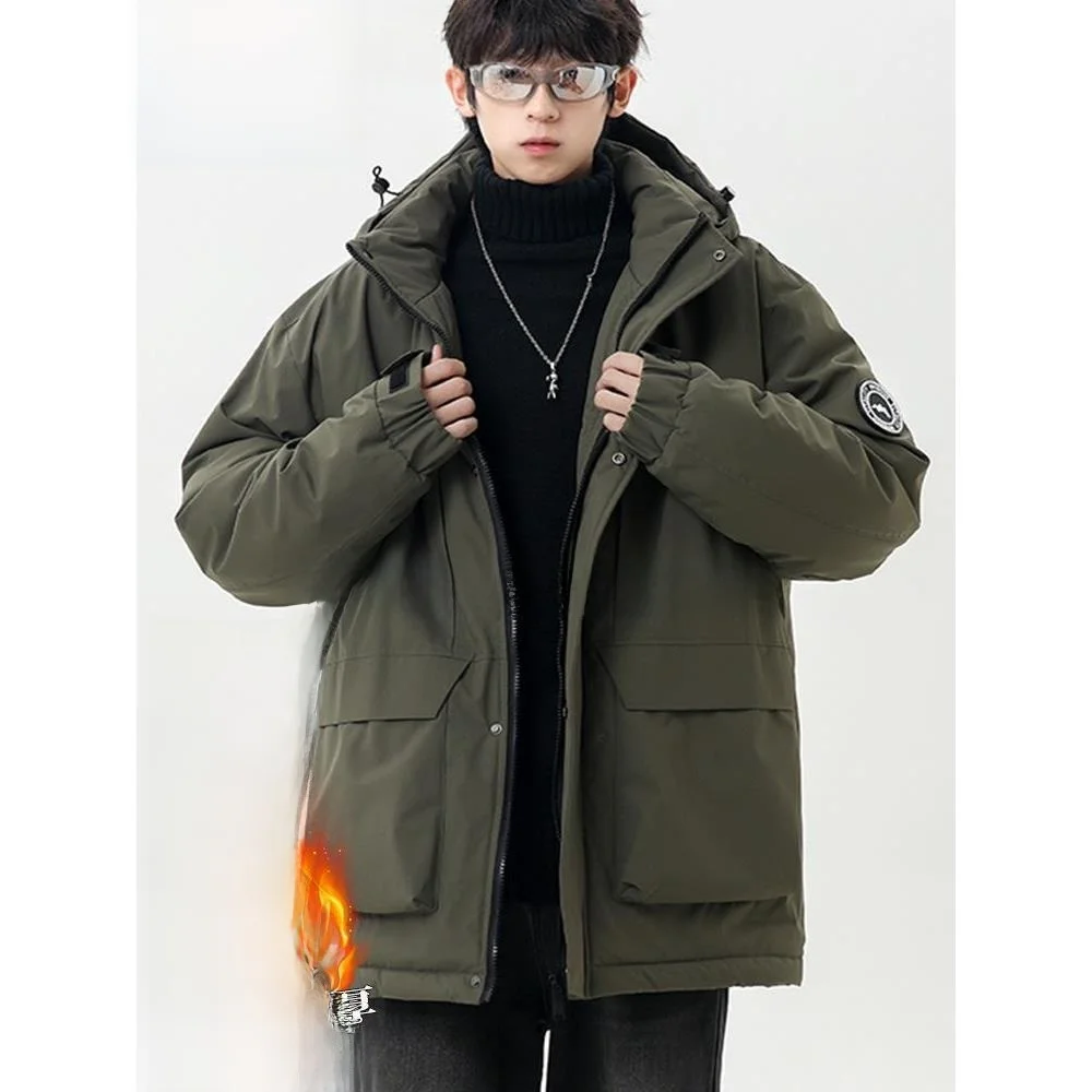 

American Large Size Men's Workwear Cotton Jaet Winter Fce Lined Thiened aphene Warm Cotton Coat Outerwear