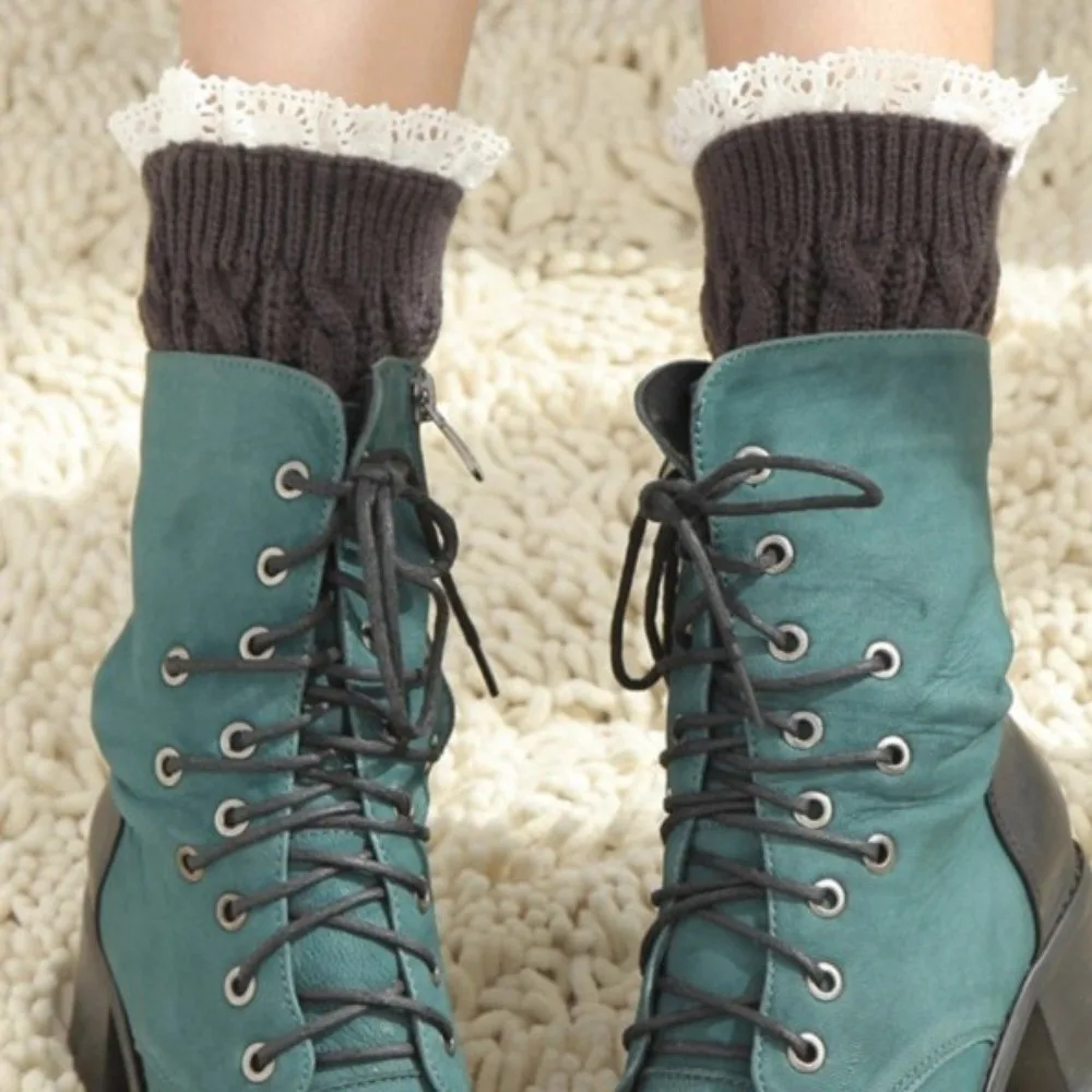 

New Solid Color Leg Warmers Thickened Lolita Cuffs Socks Harajuku Lace Boot Covers Autumn and Winter