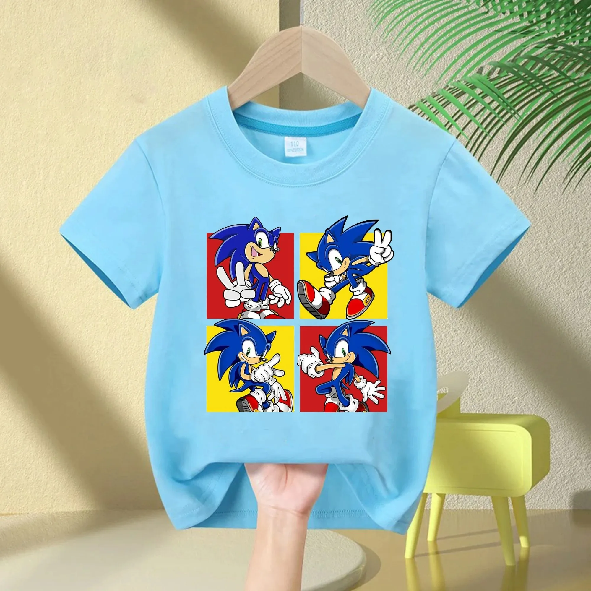 Sonic The Hedgehog Kids T-Shirt Anime Print Cotton Short Sleeve Boy Girl Summer Casual Top Gift
