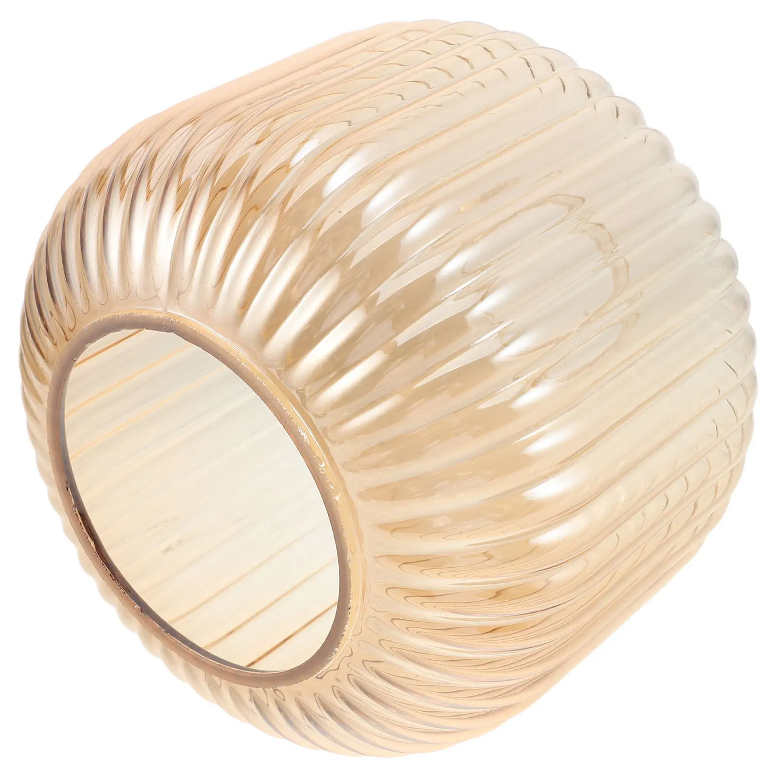 Ribbed Amber Glass Lampshade E26 E27 Vintage Pendant Lamp Shade Replacement for Modern Living Room Cafe Lighting
