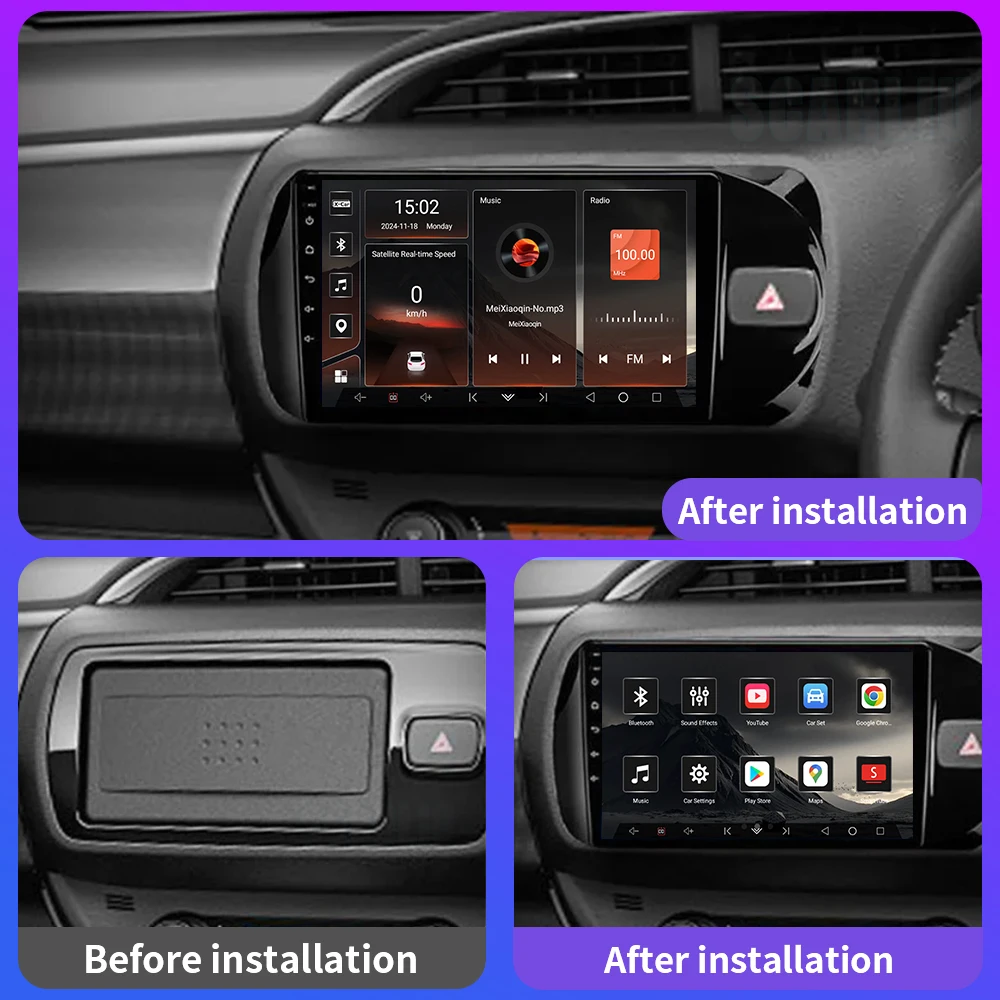 Car Radio for Toyota Vitz 3 XP130 2014 - 2019 2 Din Android Multimedia Stereo Carplay GPS Navigation 4G WIFI Autoradio Head Unit