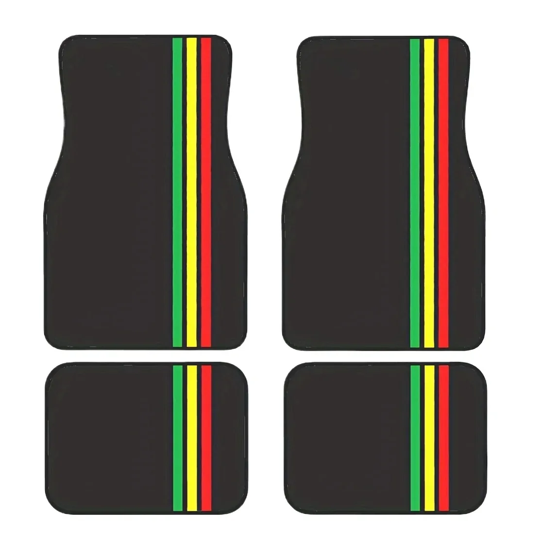 

4pcs Vibrant Vertical Striped Car Floor Mats - Durable Polyester, All-Season Protection, Vehicle Interior, Stylish Upgrade Gift