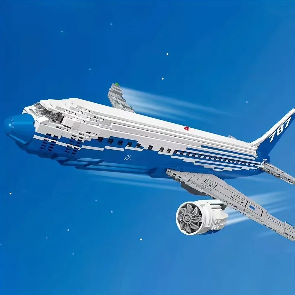 Boeing787飛行機ビルディングブロックセット、モデルレンガ、66cm大規模、都市飛行デスクトップアセンブリ、子供のおもちゃギフト、1353個