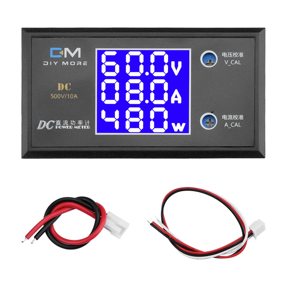 LCD Digital Voltmeter Ammeter Wattmeter Voltage Current Power Meter Volt Detector Tester Monitor 12V 24V 48V DC 0-500V 10A 1000W