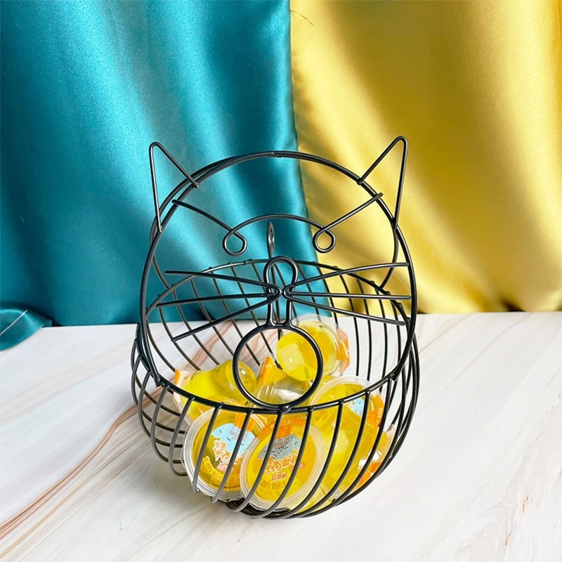 Sáng Tạo Cho Hình Mèo Cà Phê Viên Giỏ Chứa Đồ Rỗng Đồng Hồ Nam Sắt Người Tổ Chức Cho Gia Đình Cafe Khách Ăn Ăn Thả Vận Chuyển