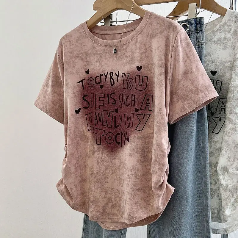 T-shirts à manches courtes pour femmes, décontracté, en coton, confortable, léger, coupe décontractée, surdimensionné, tendance, Streetwear, col rond, esthétique