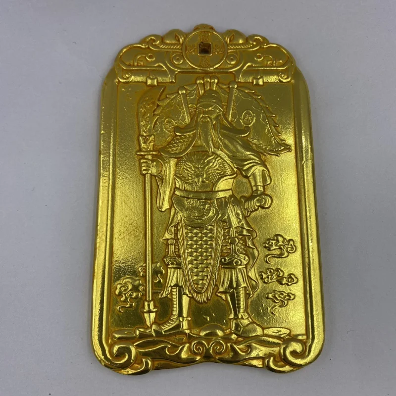 Crafts Antique Miscellaneous Items Gilt Gold Guan Sheng Di Jun Order Token Handheld Pendant Miscellaneous Furniture Crafts Ornam