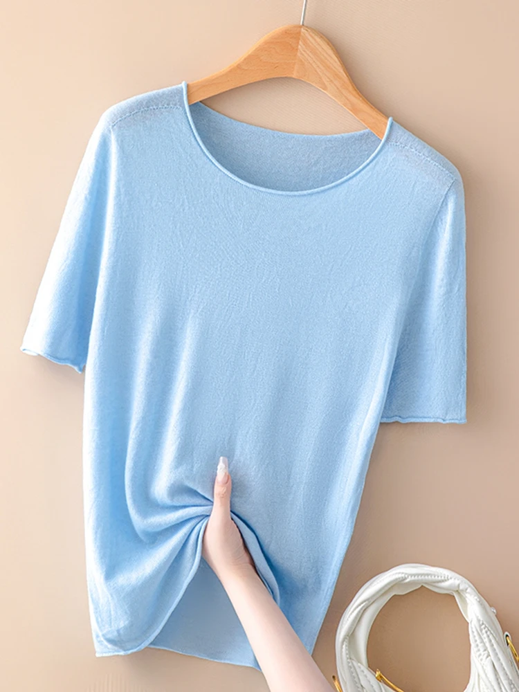 

Early Autumn Knitted ort Sve T-irt Women's Pullover Pure Color Loose f Sve Woolen Rolling One-Line Ready-to...