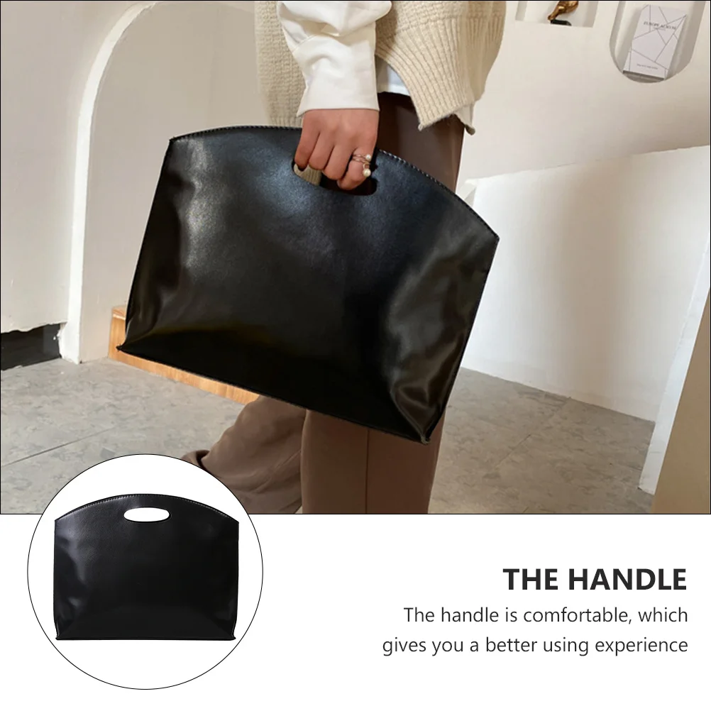 1 قطعة حقيبة بو الأعمال البسيطة حمل سعة كبيرة تخزين الكمبيوتر المحمول المحمولة محفظة حقيبة بولي يوريثان