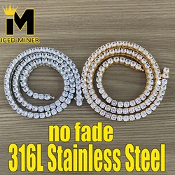3/4/5mm 316L Stainless Steel Necklace Tennis Chain Diamond Zircon Iced Out For Men Women Fashion Hip Hop Jewelry Free Shipping