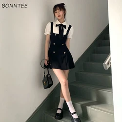 Dresses Women Slim Fake Two Pieces Mini A-line Summer Hot Sweet Korean Preppy Style Stylish Trendy Age-reducing Temperament BF