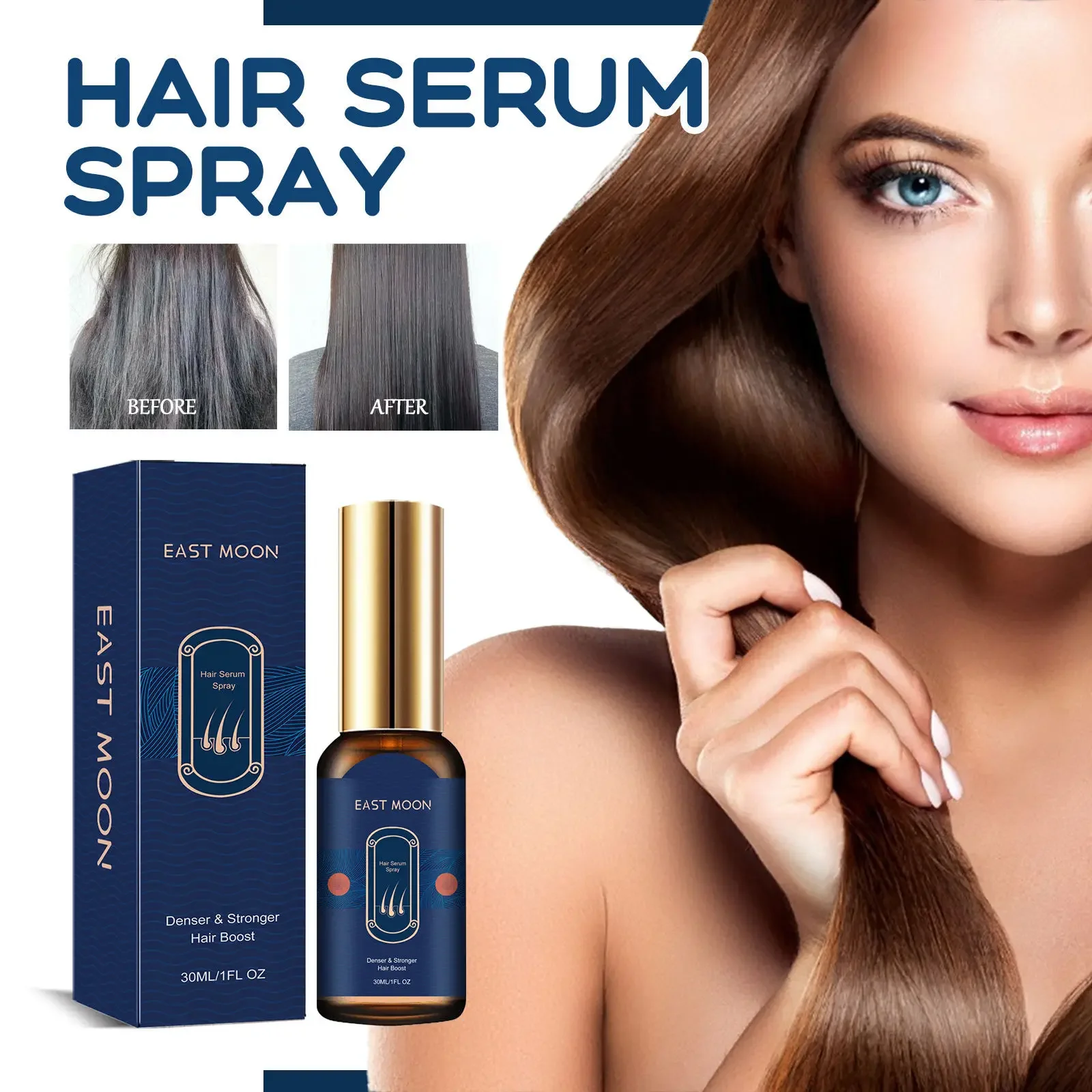 East Moon Hair Care Spray Moisturizing Soft Hairs Anti-Hair Loss Solid Hair Thick Repair Hairs Root Dense & Stronger Hair Boost