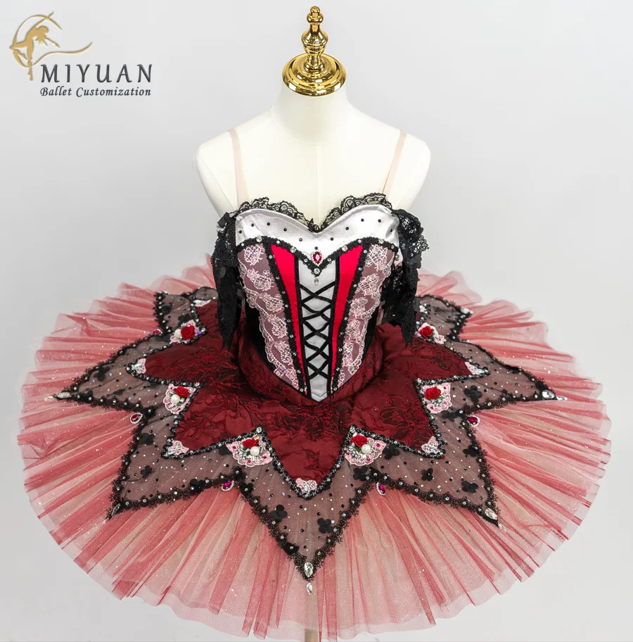 Professional adult children ballet dress wine red female performance dress plate skirt tutu competition performance costume tail