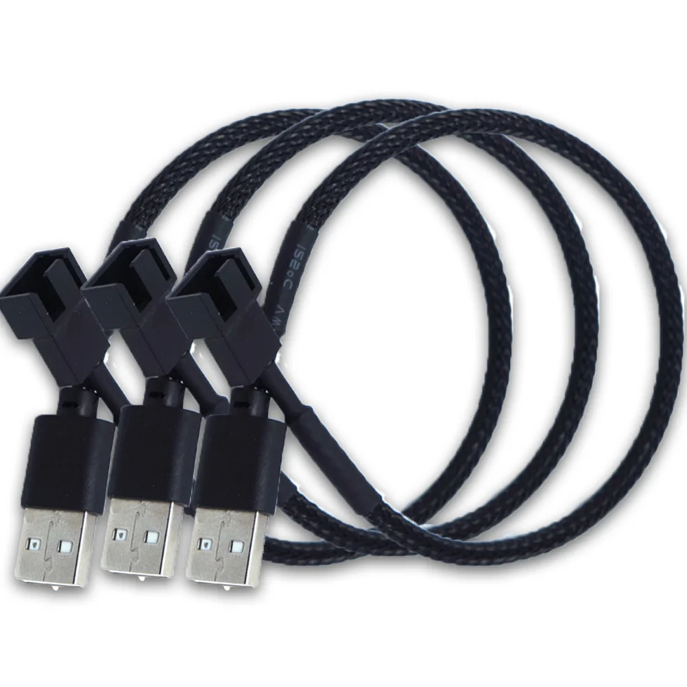 

3Pcs USB to Pc Fan Adapter Cables Black High Quality Fan Power Connector Cable Support 5V Fans Computer Case