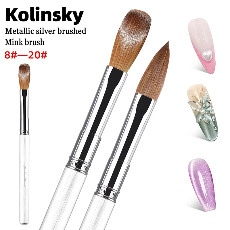 Sweet-Z High Quality 100% Kolinsky Nail Brush Size 8-20 White Color Metal Handle Drawing Brush for Acrylic Powder Wholesale
