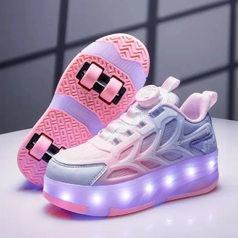 

Invisible Four-Wheel Adjustable Roller Skates Lighting up Walking Shoes Children's Skate Shoes Bright LED Lighted kids sneakers
