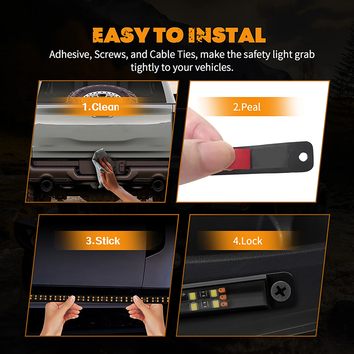2PCS Emergency Truck Car Strobe Light LED Running Board Lights Bar Remote Control Flashing Warning Lamp Strip For Trucks SUV