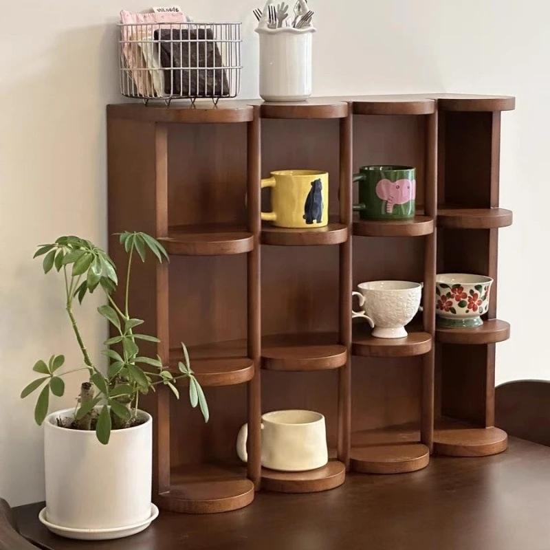 

Countertop walnut texture desktop solid wood teacup holder placement teapot high-end light luxury wall hanging small