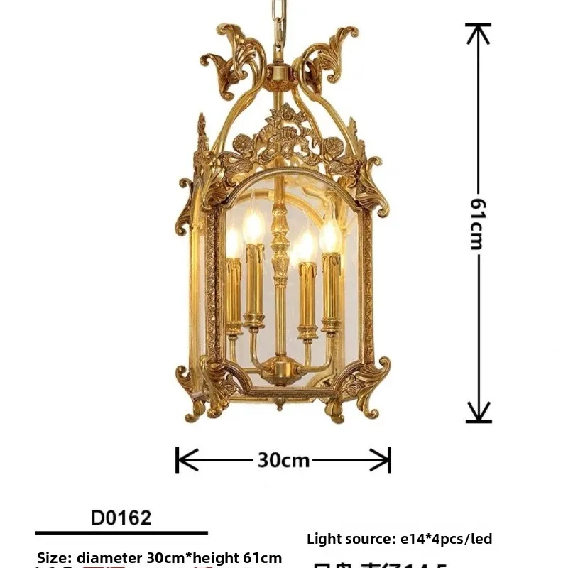French all-copper chandelier atmospheric birdcage lamp personality