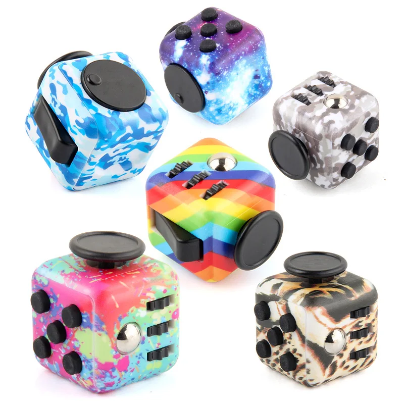 

Decompression magic Cube UV Print Rainbow Color magic cube Anti Anxiety Finger Cube stress relief fidget for kids Birthday gifts