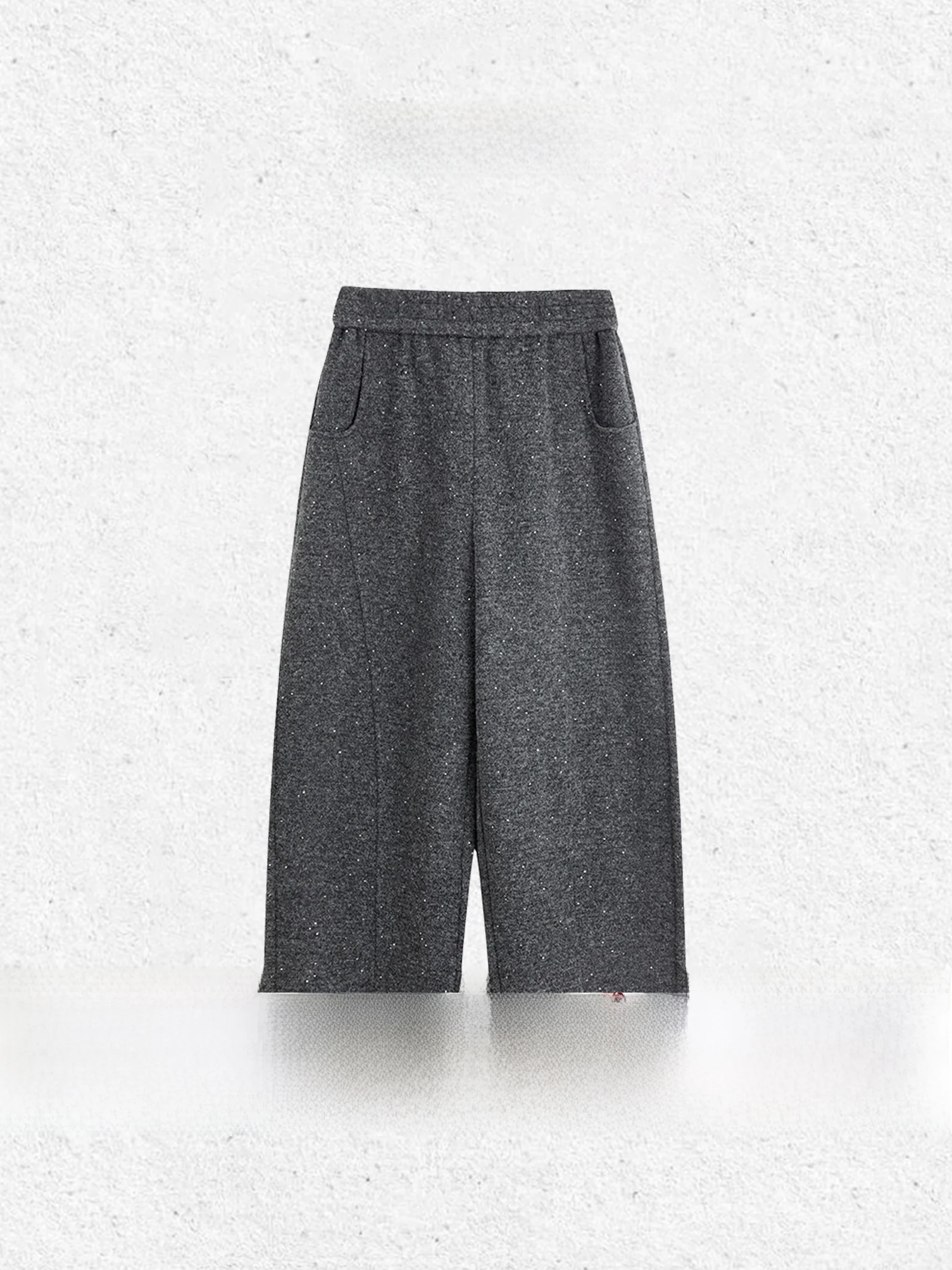 

Матовые брюки LUMIEN с эластичной талией, шерстяные повседневные брюки для женщин, осенне-зимние свободные универсальные длинные брюки