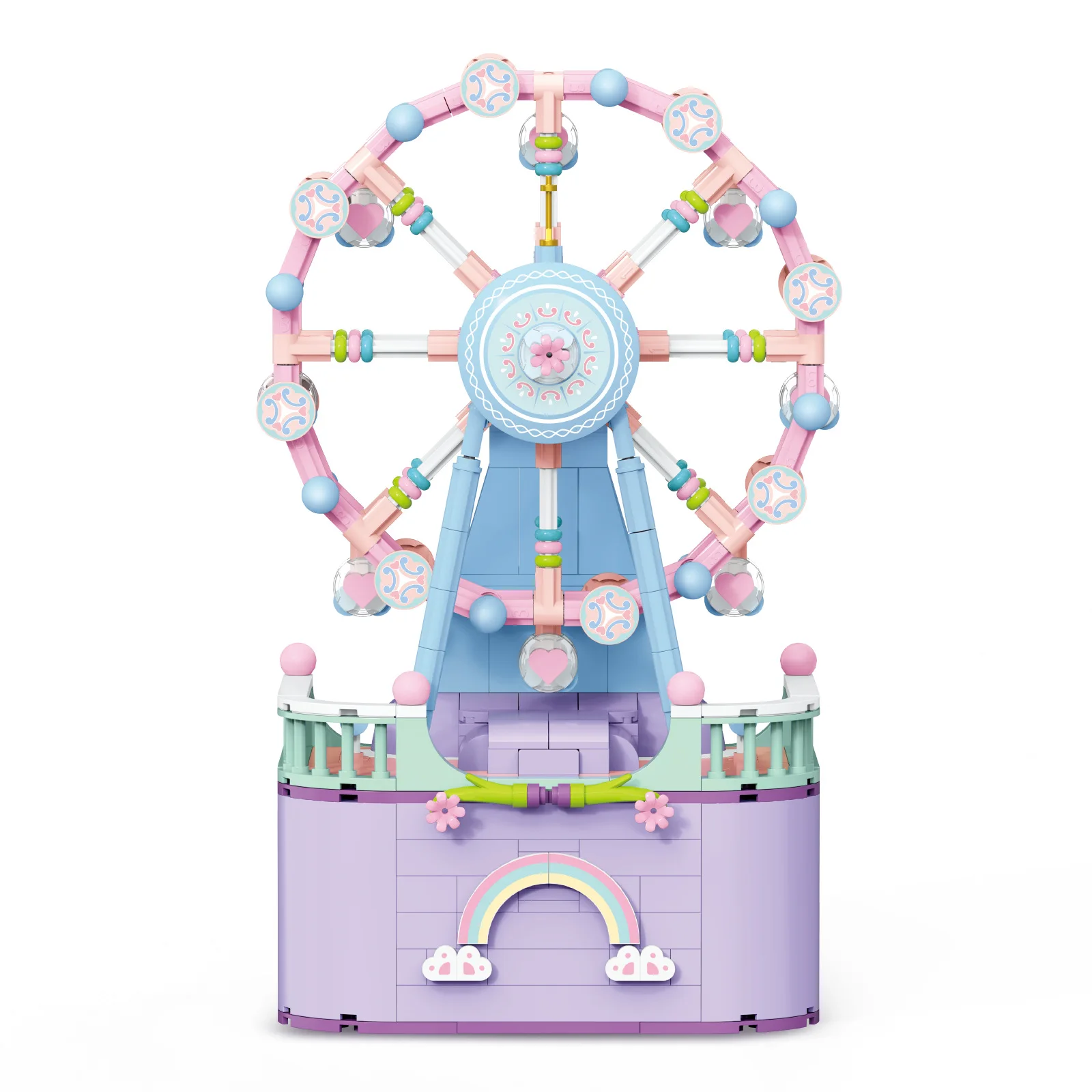 Carousel Ferris Wheel Building Blocks Toys Music Box Model Mini Blocks Toy for Girls Birthday Christmas Gift