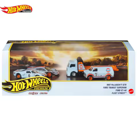 Hot Wheels GMH39 Le Mans Garage Gulf Oil Livery Series,McLaren F1 Ford GT40 1:64 Diecast Alloy Cars, Vintage Racing Collection