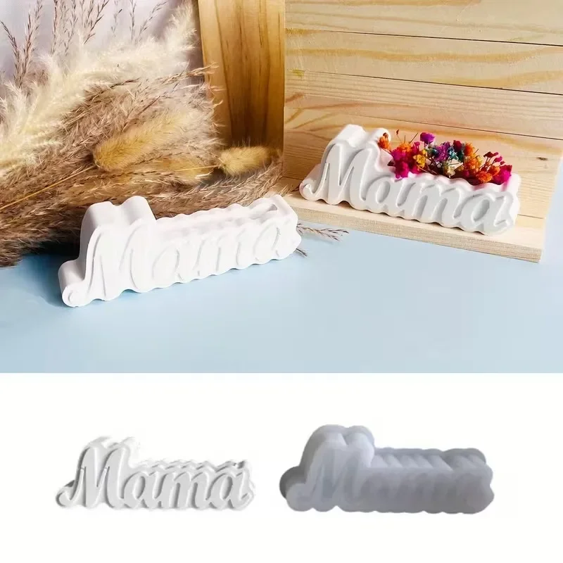 2026 New model Vase Silicone Mold "Mama" Letter Reusable Mold for DIY Aromatherapy Plaster Epoxy Resin Craft Mother's Day Gift
