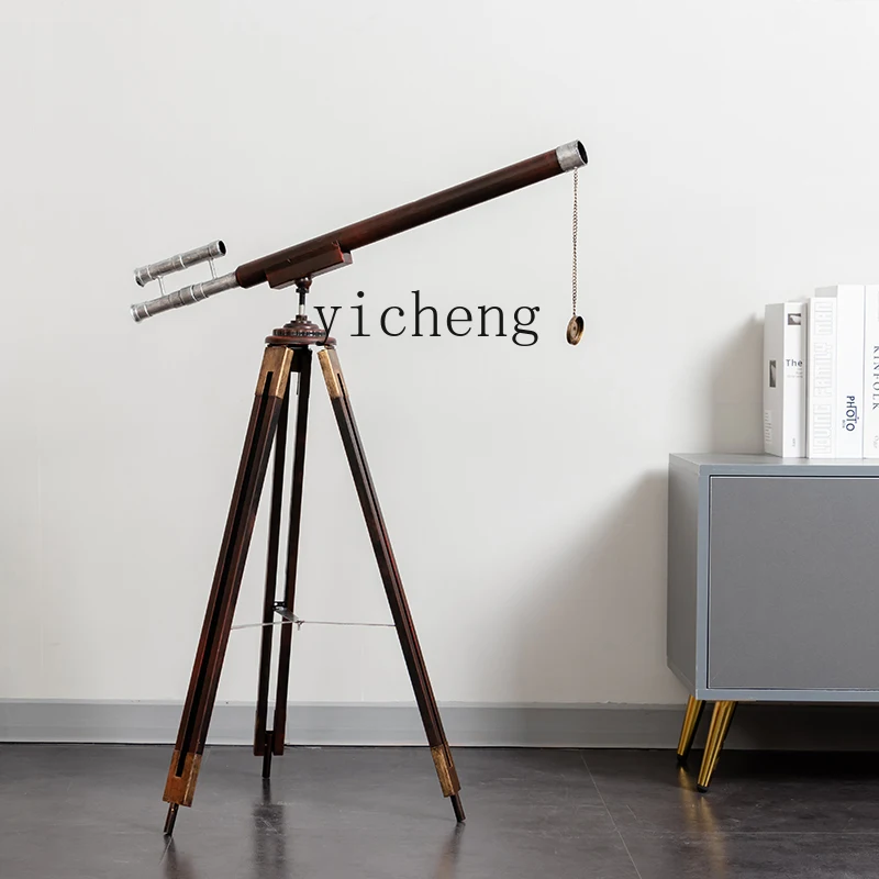 

ZK Retro Nostalgic Tin Tripod Telescope Office Desktop Decoration Display Prop
